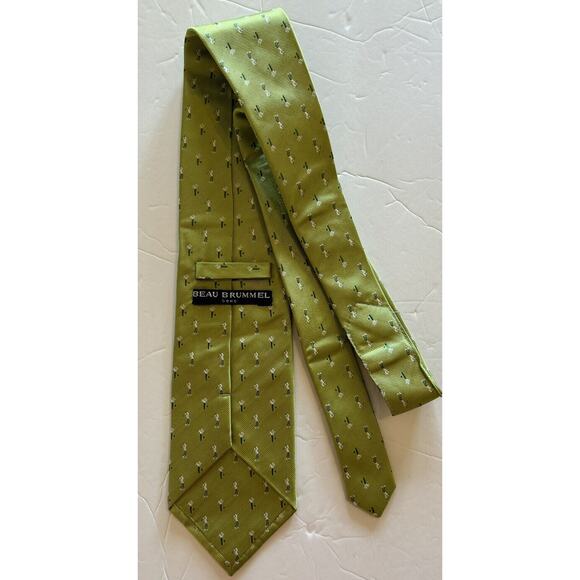 Beau Brummell Soho Men’s Tie Golf Man 3.5” Designer Handmade 100%‎ Silk Necktie - Picture 4 of 6